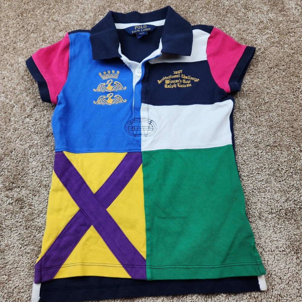 Polo Ralph Lauren Kids Colorblock Patchwork Polo Shirt 1967 Invitational Size 7